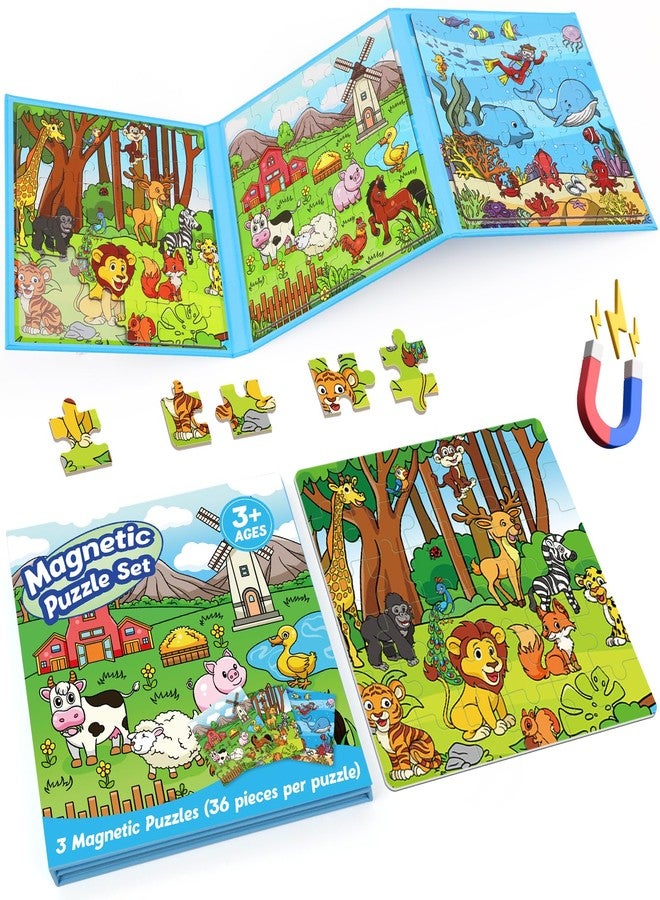 Broytain Magnetic Puzzles for Toddlers 3-5,36 Pieces Toys for Kids,Airplane Car Road Trip Activities for Kids Travel Toy Toddlers 3-5,Learning Educational Games Magnet Toys - Image 1
